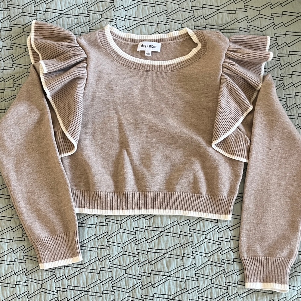 Dry & Moss Women's Brown Crew Neck Sweater